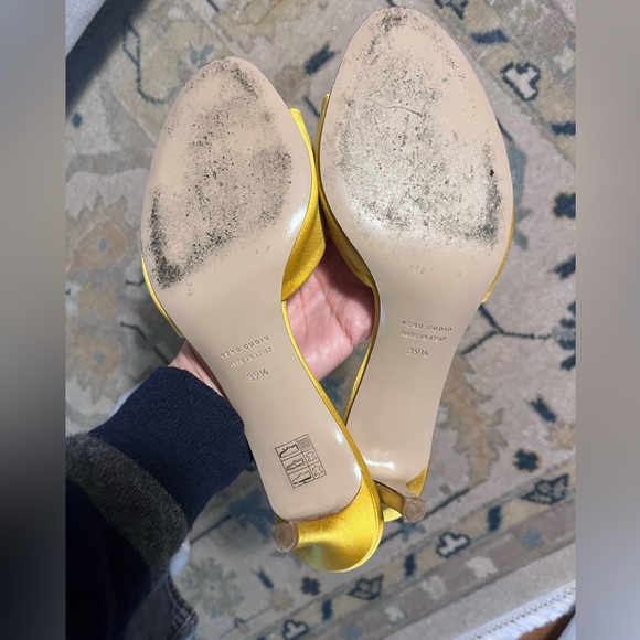 Barneys Yellow Satin Mules - Picture 4 of 7